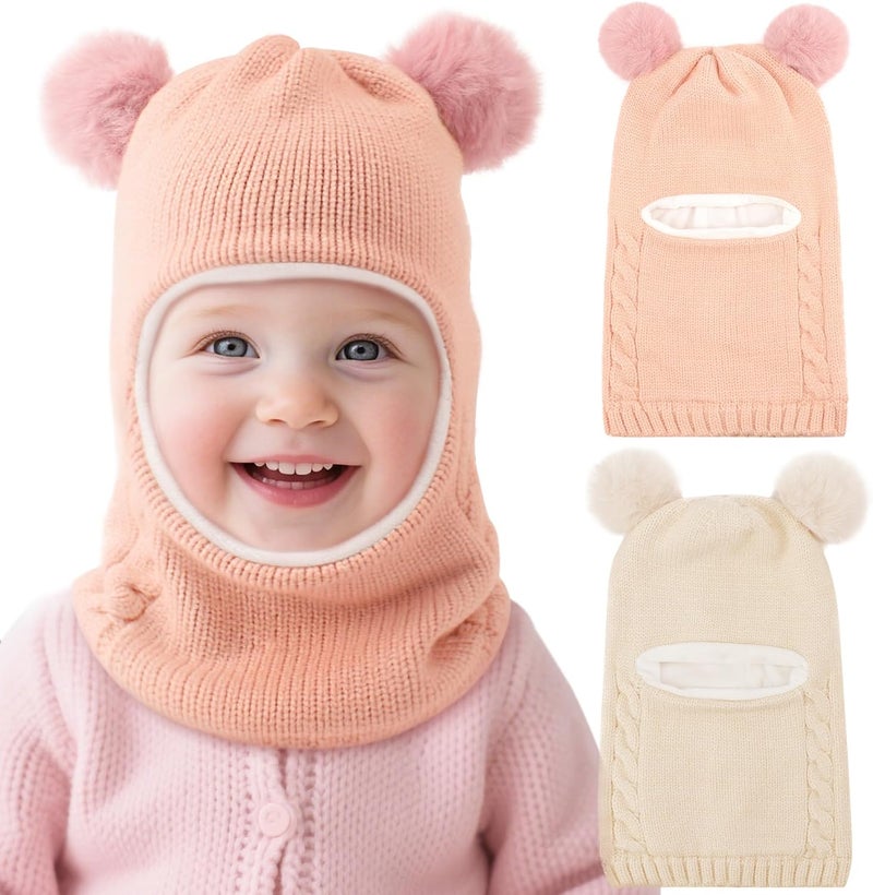 DRESHOW BQUBO Kids Winter Hat Scarf Boys Girls Knit Earflap Beanie Double Thicken Lining Windproof Ski Cap for Toddler Kids 2-5 Years - Image 1